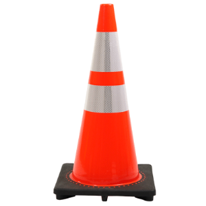 JBC Traffic Cone: 28"H with Recessed Reflective Collars, 10 lbs.